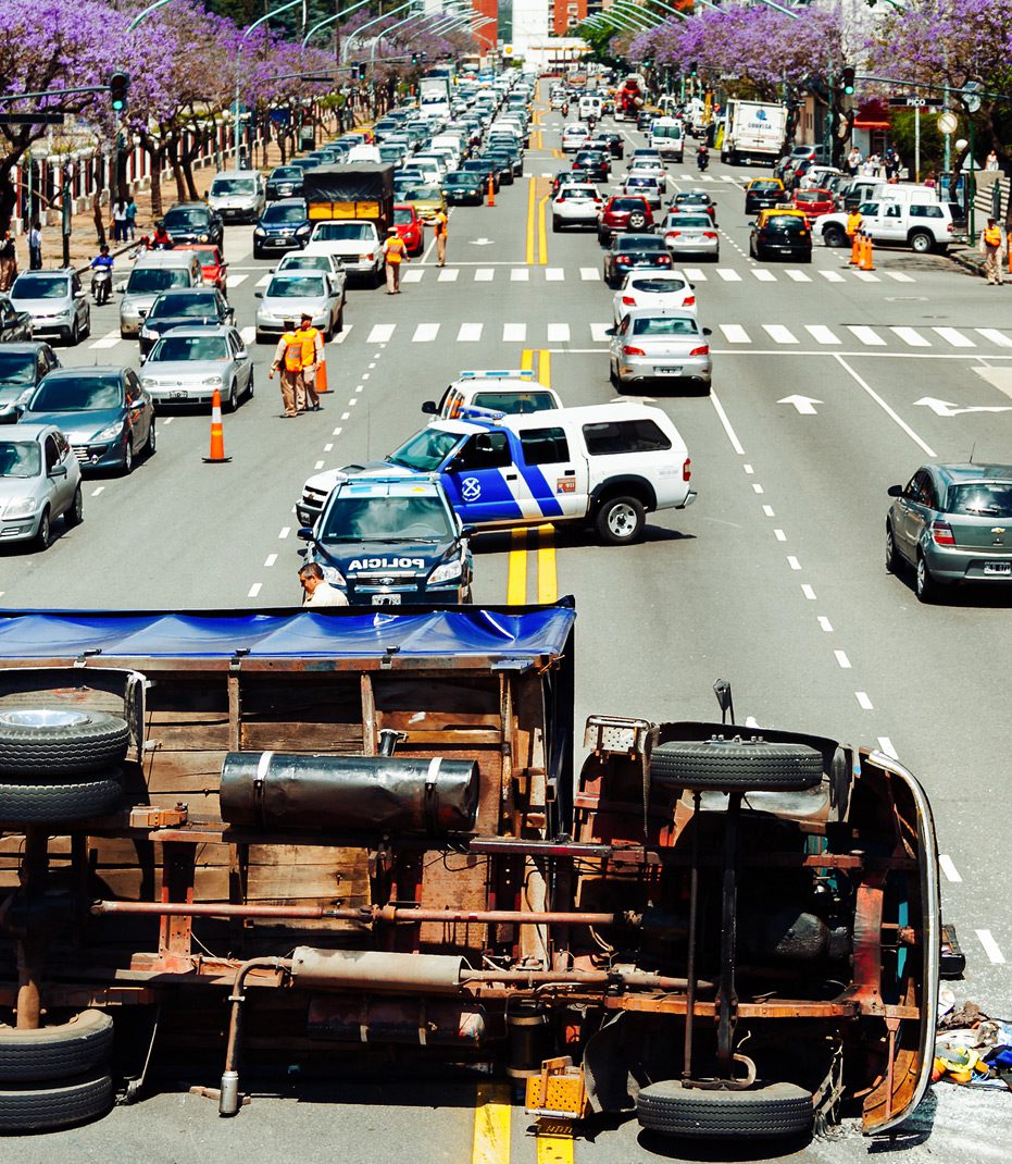 Cargo-truck-accident-blocking-the-road