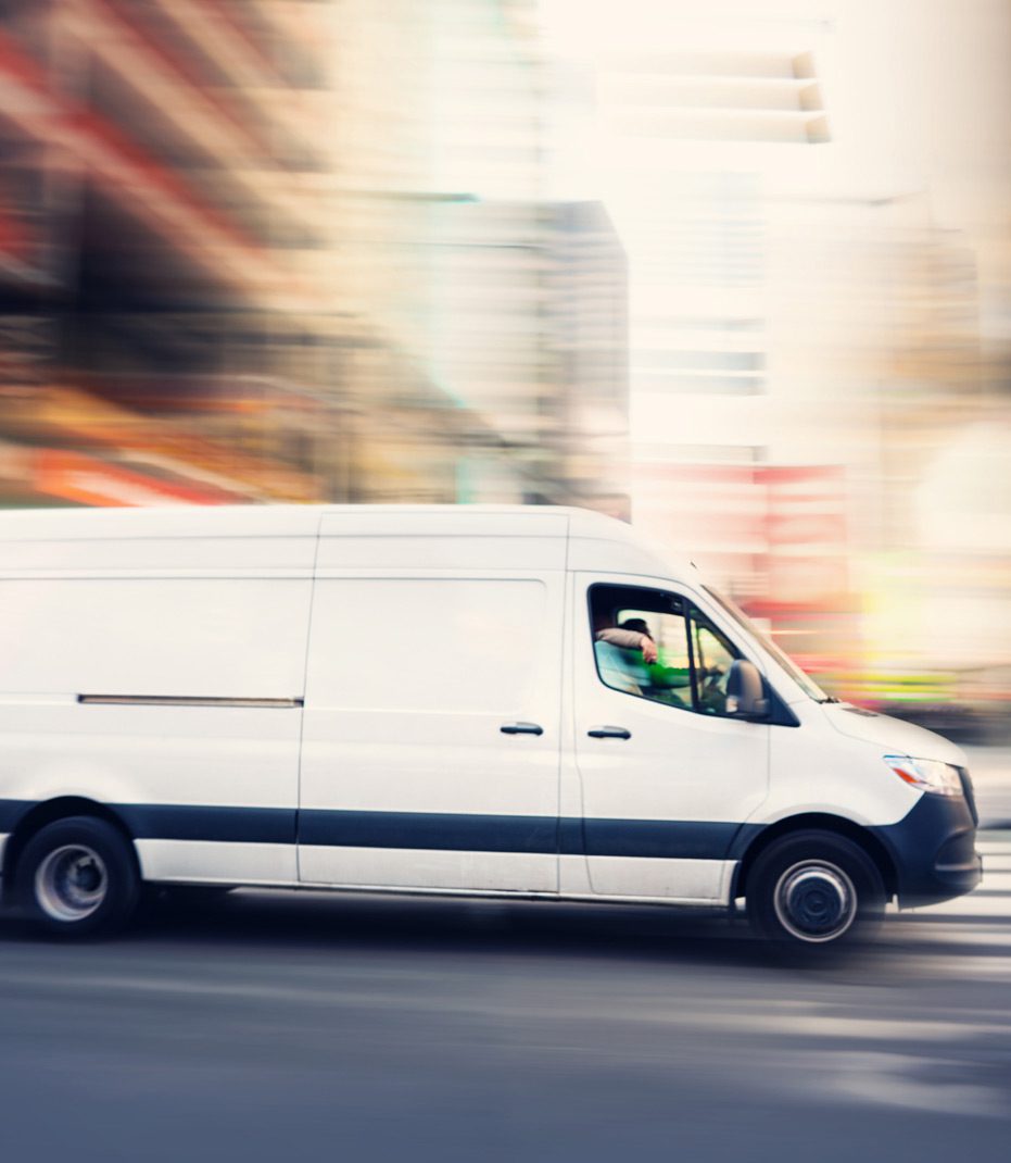 Speeding-delivery-truck-at-risk-of-accident